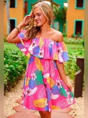 Jess Lea Truly Tropical Off The Shoulder Dress 2X